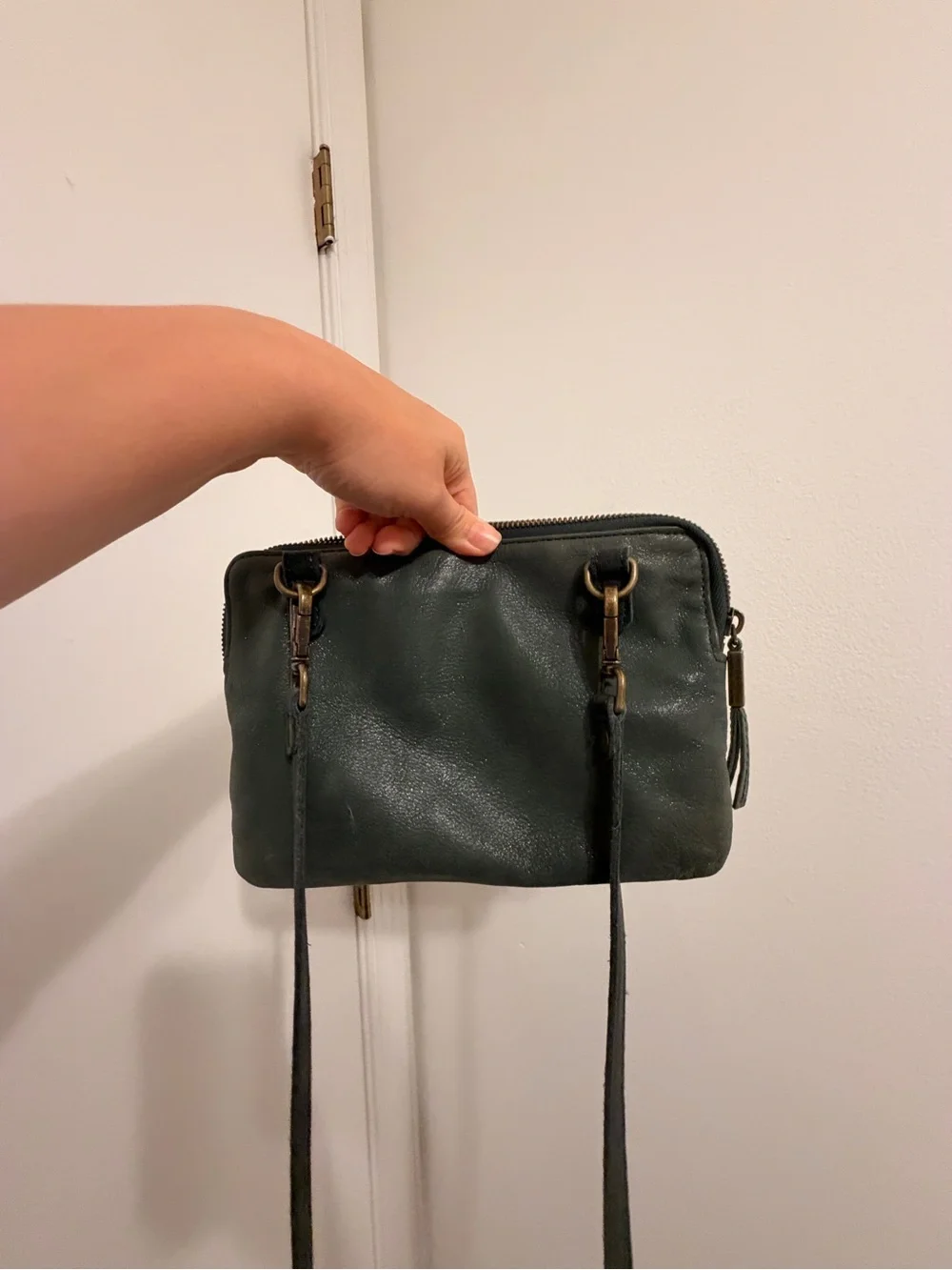 Liebeskind Olive Green and Black Leather Crossbody with Gold Accent